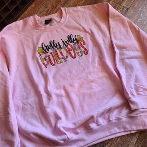 Gildan Pink Holiday Bulldogs Graphic Sweatshirt XL